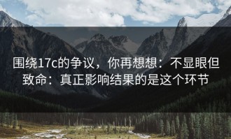 围绕17c的争议，你再想想：不显眼但致命：真正影响结果的是这个环节