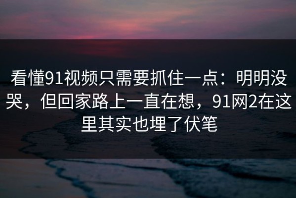 看懂91视频只需要抓住一点：明明没哭，但回家路上一直在想，91网2在这里其实也埋了伏笔