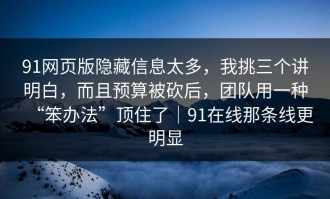91网页版隐藏信息太多，我挑三个讲明白，而且预算被砍后，团队用一种“笨办法”顶住了｜91在线那条线更明显
