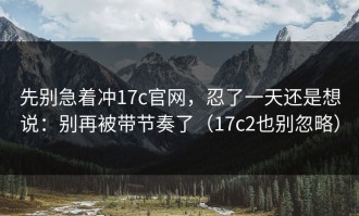 先别急着冲17c官网，忍了一天还是想说：别再被带节奏了（17c2也别忽略）