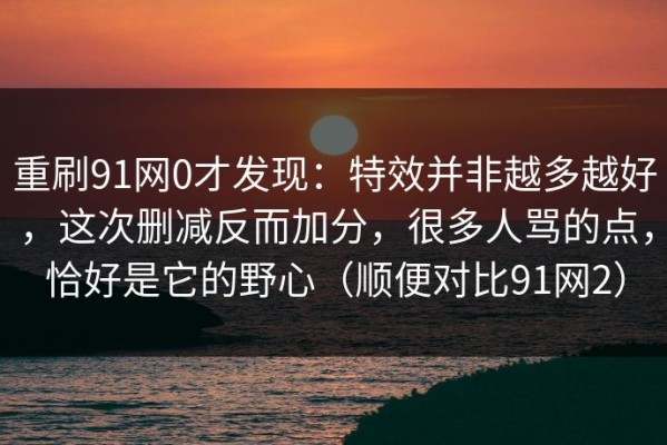 重刷91网0才发现：特效并非越多越好，这次删减反而加分，很多人骂的点，恰好是它的野心（顺便对比91网2）