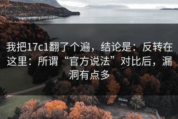 我把17c1翻了个遍，结论是：反转在这里：所谓“官方说法”对比后，漏洞有点多