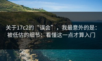 关于17c2的“误会”，我最意外的是：被低估的细节：看懂这一点才算入门