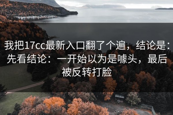 我把17cc最新入口翻了个遍，结论是：先看结论：一开始以为是噱头，最后被反转打脸
