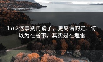 17c2这事别再猜了，更离谱的是：你以为在省事，其实是在埋雷