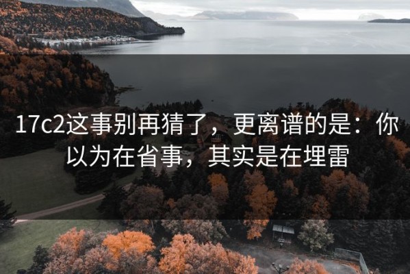 17c2这事别再猜了，更离谱的是：你以为在省事，其实是在埋雷