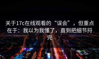关于17c在线观看的“误会”，但重点在于：我以为我懂了，直到把细节捋完