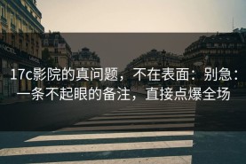 17c影院的真问题，不在表面：别急：一条不起眼的备注，直接点爆全场
