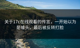 关于17c在线观看的传言，一开始以为是噱头，最后被反转打脸