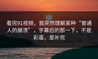 看完91视频，我突然理解某种“普通人的崩溃”，字幕后的那一下，不是彩蛋，是补完