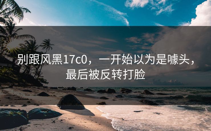 别跟风黑17c0，一开始以为是噱头，最后被反转打脸