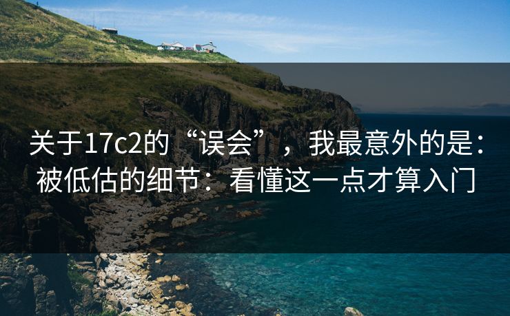 关于17c2的“误会”，我最意外的是：被低估的细节：看懂这一点才算入门