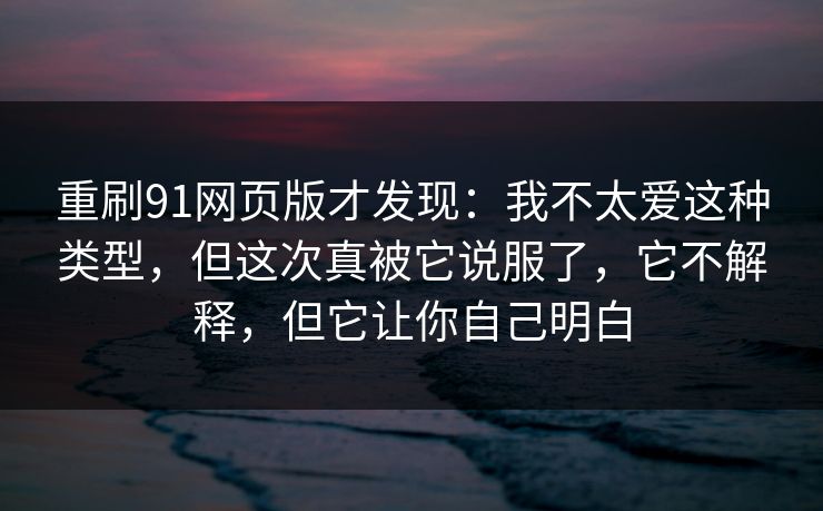 重刷91网页版才发现：我不太爱这种类型，但这次真被它说服了，它不解释，但它让你自己明白